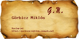 Görbicz Miklós névjegykártya